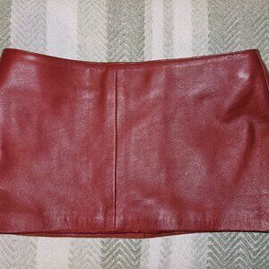 Burgundy Wine Lambskin Leather Micro mini skirt S/M